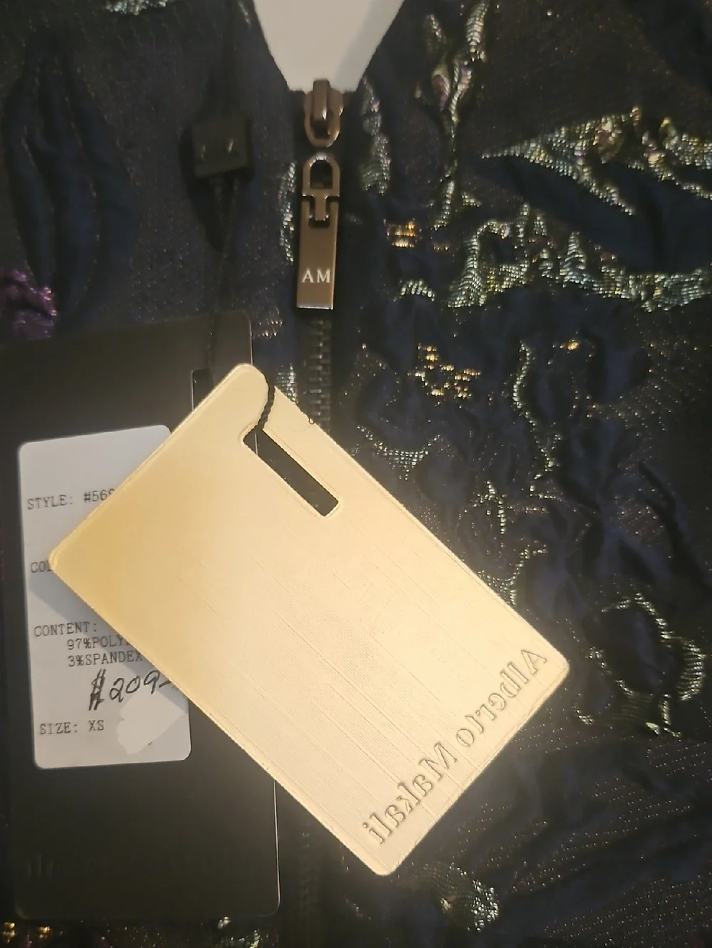 NWT Alberto Makali V-Neck Cocktail Dress embroidered Jacquard Jewel Tone